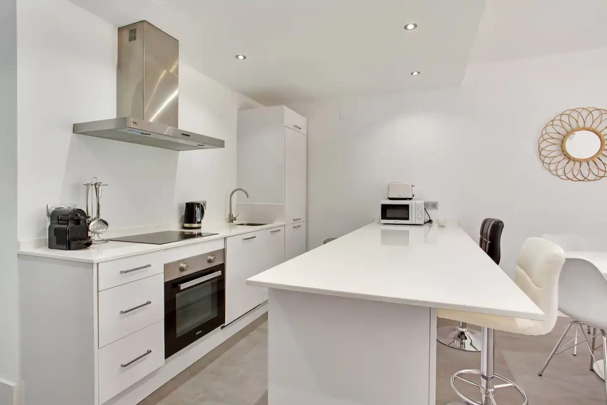 Kitchen with kettle and nespresso